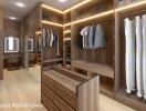 Spacious and well-organized master walk-in closet with ample storage