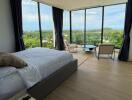 Spacious bedroom with a scenic view