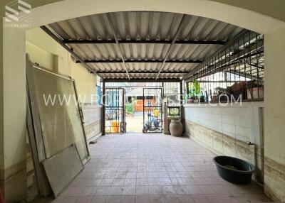 Spacious garage with storage area