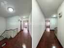 Interior corridor with wooden flooring and stair access