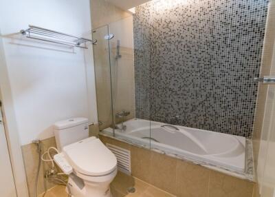 Modern bathroom with tub and shower