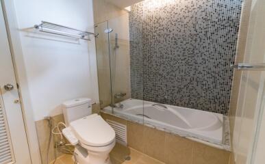 Modern bathroom with tub and shower