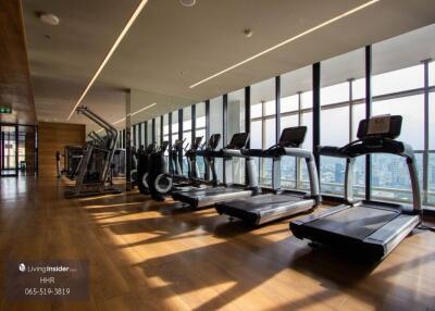 Gym with large windows and multiple treadmills