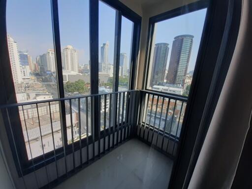 Urban balcony with city view