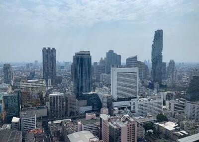 Skyline view of a cityscape with tall buildings