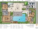 Floor plan layout of a property with 4 bedrooms and 2 parking spaces