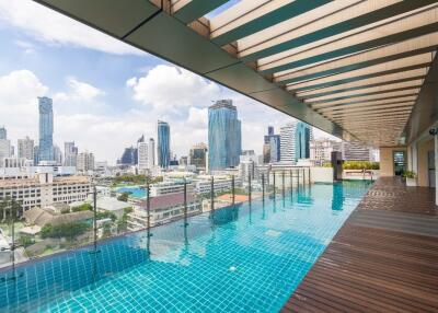 Rooftop swimming pool with city view