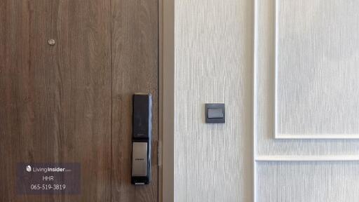 Modern door with smart lock and light switch