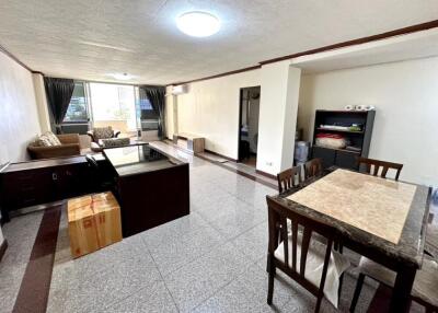 Spacious living and dining area with natural light