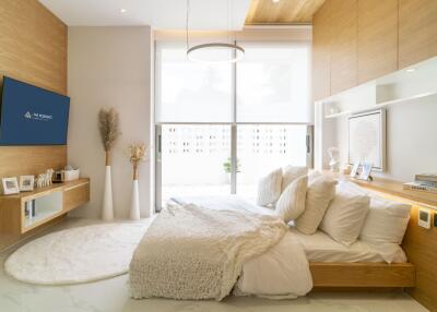 Modern bedroom with cozy decor