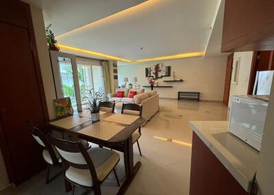 Modern living room with dining area