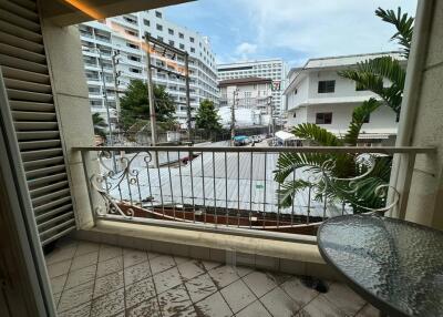 Balcony with a view of nearby buildings