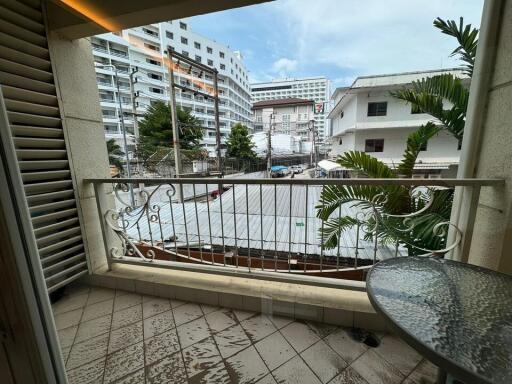 Balcony with a view of nearby buildings