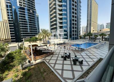 Balcony  Pool view  Unfurnished