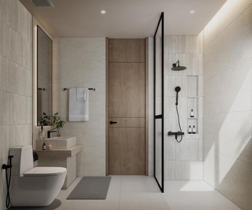 Modern bathroom with shower