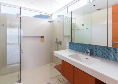 Modern bathroom with glass shower