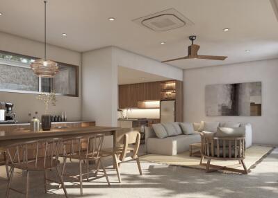 Modern open-concept living and dining area