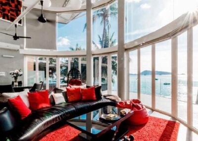 Spacious living room with panoramic ocean view