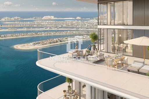 Sea, Marina and Dubai Eye views   High Floor