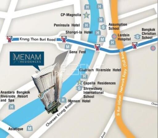 For Rent Condominium Menam Residences  66 sq.m, 1 bedroom