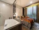 Modern bedroom with ensuite bathroom