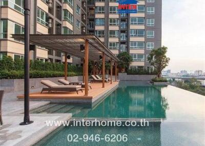 Modern apartment building with an outdoor swimming pool