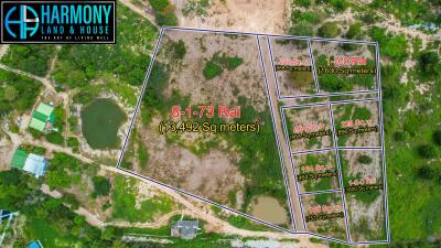 Aerial view of land plots with measurements