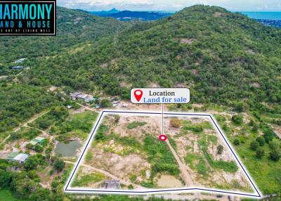 Aerial view of land for sale with marked location