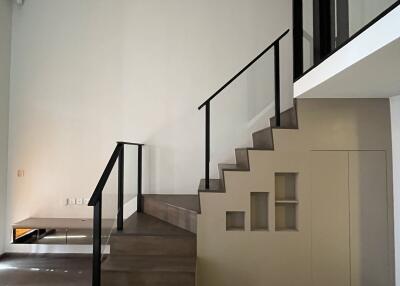 Modern living area with staircase