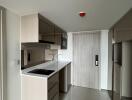 Modern kitchen with sleek cabinetry and integrated appliances