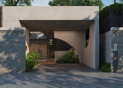 Modern house entrance with architectural design