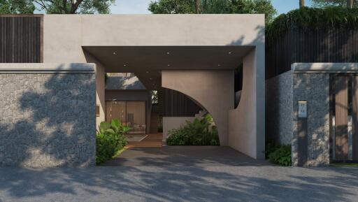 Modern house entrance with architectural design