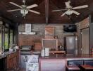 Rustic kitchen with modern appliances and wooden interiors