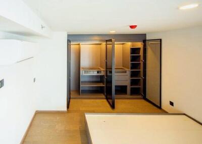 Modern bedroom with built-in closet