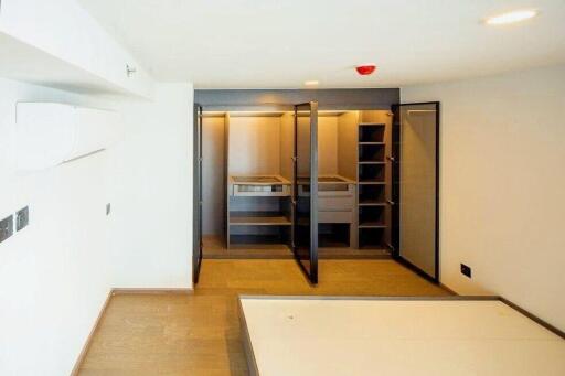 Modern bedroom with built-in closet