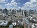 City skyline view with skyscrapers and residential buildings