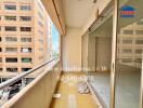 Balcony view with tiled floor and glass door