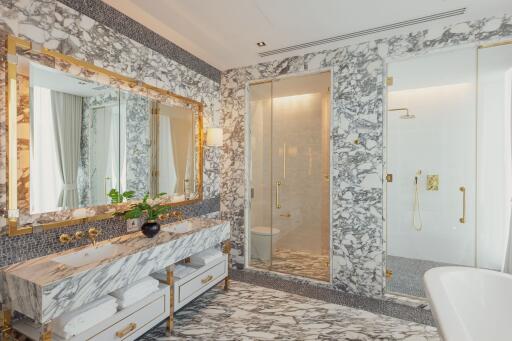 Luxurious bathroom with marble finish