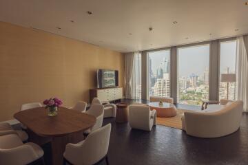 Spacious living room with city view