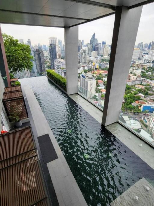 Infinity pool with city view