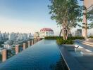 Rooftop infinity pool with city skyline view