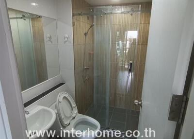 Modern bathroom with shower and toilet