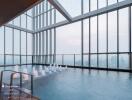 Indoor infinity pool with city view