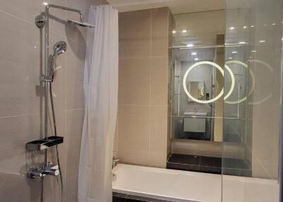 Modern bathroom with shower and bathtub