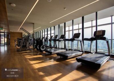 Modern gym with city view