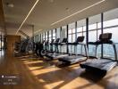 Modern gym with city view