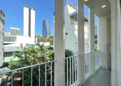 Balcony view with modern cityscape