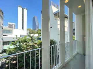 Balcony view with modern cityscape