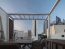 Rooftop seating area with city view