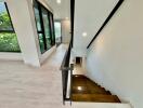 Modern staircase in a bright hallway